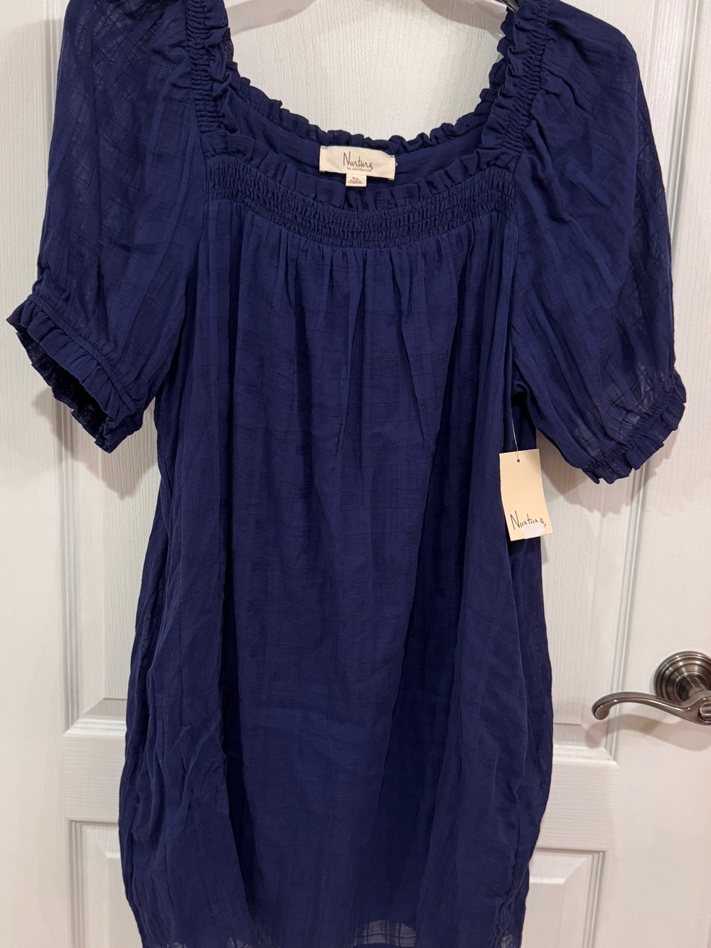 Nurture by Lamaze Navy Smocked Square-Neck Mini Dress